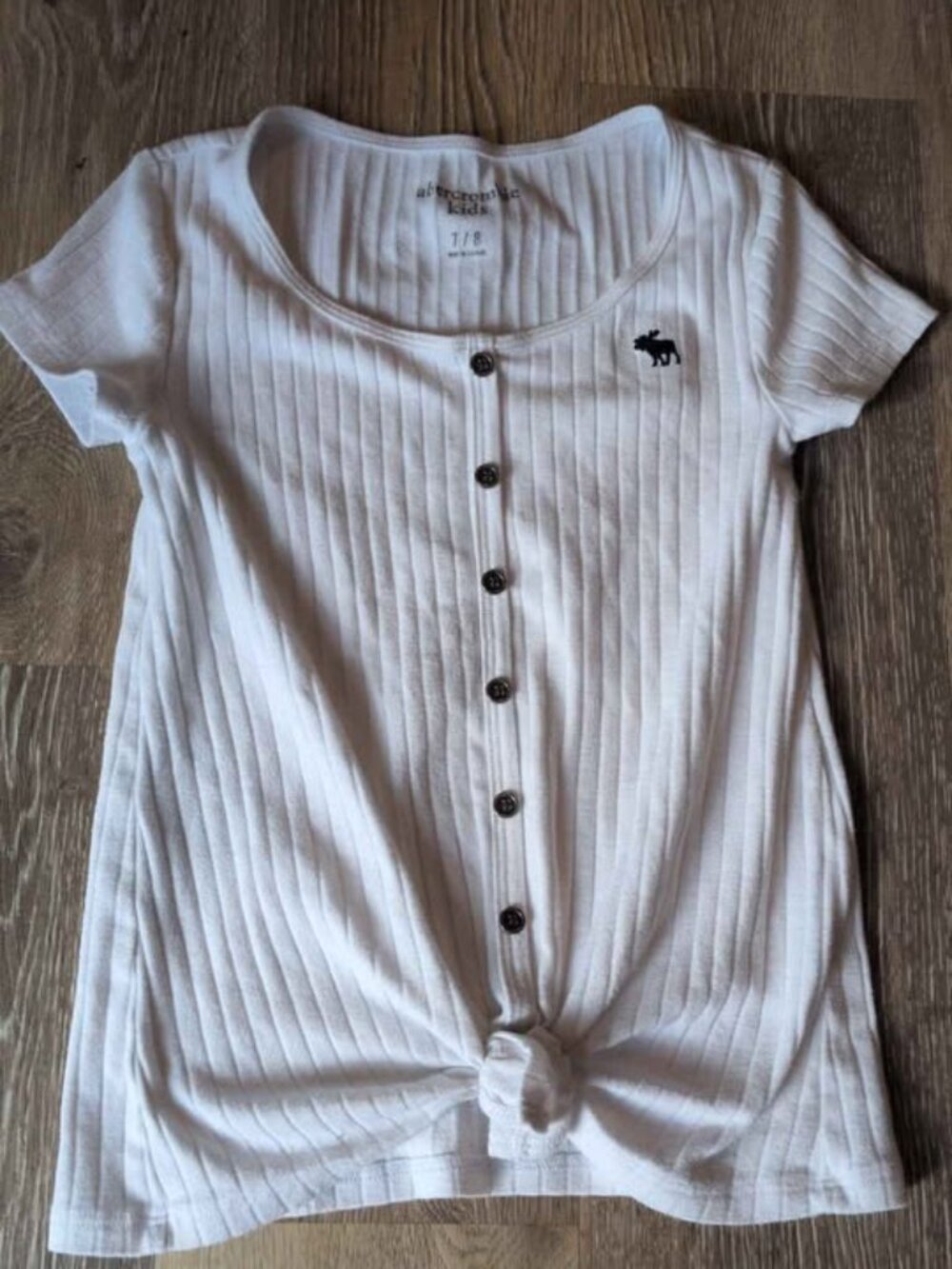 Abercrombie Kids Ribbed Button-Front Tie-Hem Top 7/8 girls